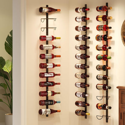 X-cosrack DIY 12 Bottles Wall Mounted Wine Rack, Detachable Wine Storage Organizer, Used Alone or A Set of 4, Wall Wine Display, for Kitchen, Dining Room, Bar, Wine Cellar