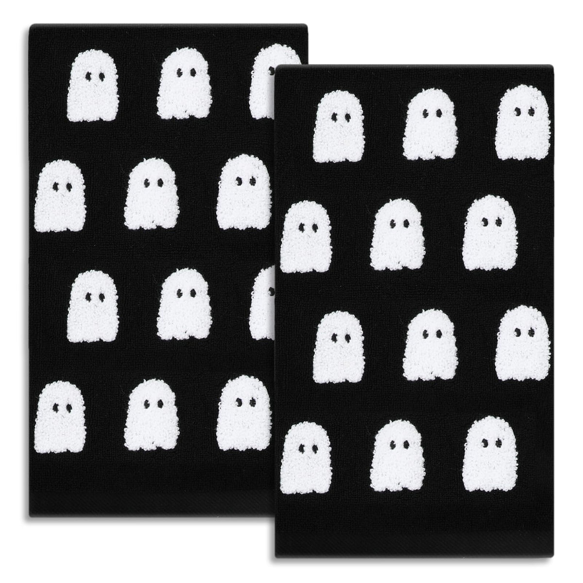 JarThenaAMCS 2 Pack Halloween Hand Towels 3D Black White Ghost Decorative Towel Spooky Boo Cotton Bathroom Towel for Kitchen Drying Cleaning, 29.5 x 13.7 Inch