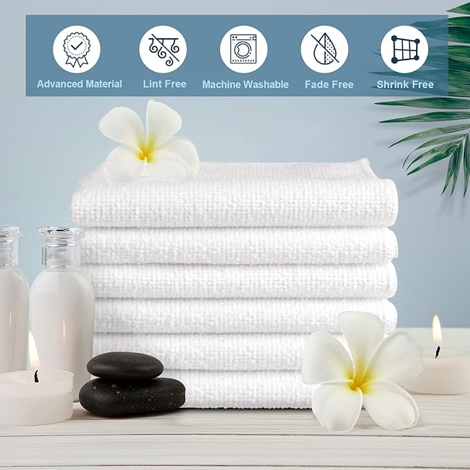HOMEXCEL Microfiber Washcloths Towel Pack of 50, Hotel and Spa, Fast Drying