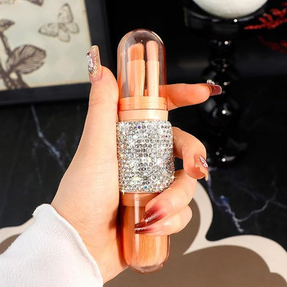 WOKOTO 4 in 1 White Diamond-Embellished Makeup Brushes