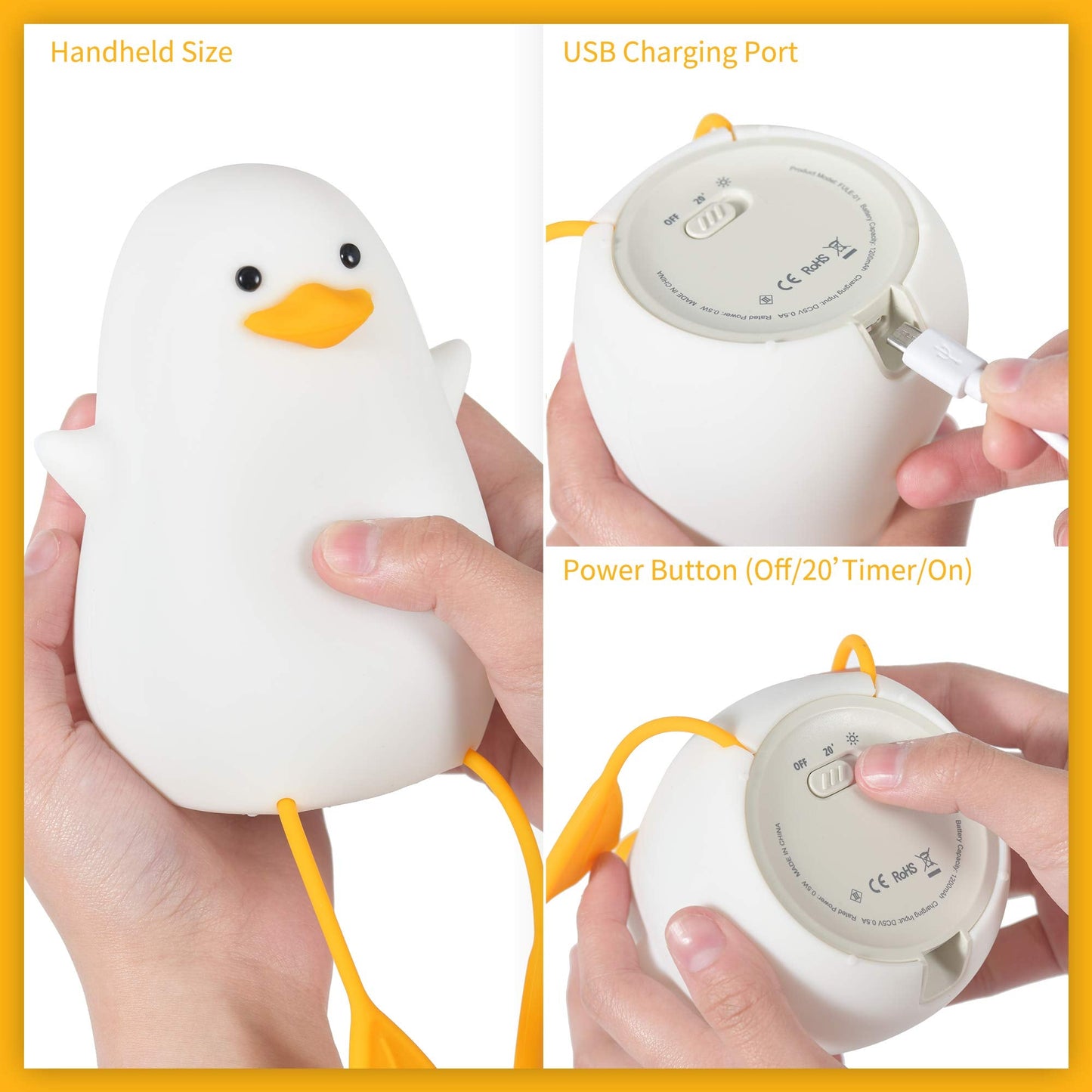 YuanDian Cute Duck Night Light, Gifts for Women Teen Girls Baby,Night Lights for Kids Bedroom Kawaii Room Decor, Cute Christmas Seagull Silicone Nightlights for Children Toddler.