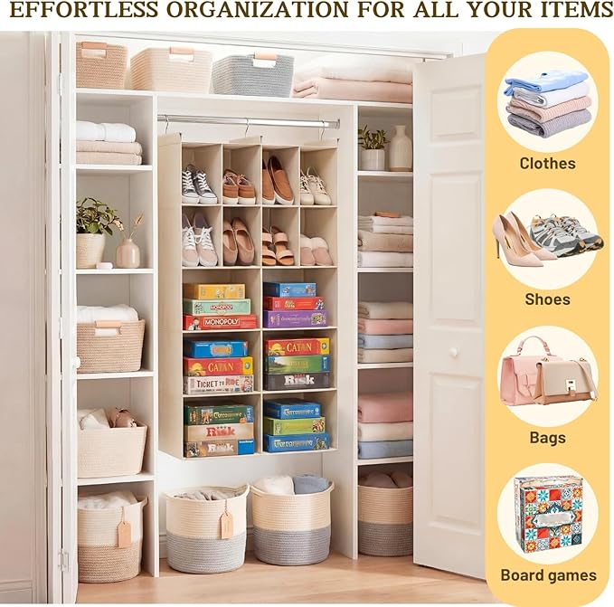 Ofiray-home 5 Tier Hanging Closet Organizer, 14 Compartments Sweater Organizer