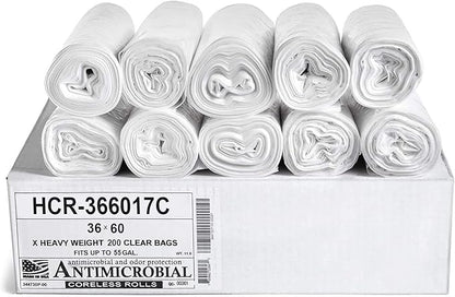Aluf Plastics High Density Trash Bags, 55 Gallon, 17 Micron,
