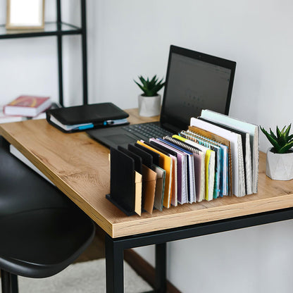 Threehoney Desk File Organizer 15 Compartments Vertical File Organizer Wood Mail Holders Countertop Letter Sorter Desktop Mail Paper Holder Folder Filing Cell Phone Document Storage Tray(Black)