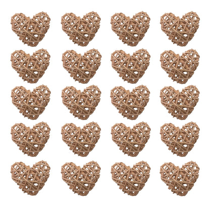 Heart Rattan Ball Sepakraga Vase Filler Ball Craft Photo Shooting Props for Garden Home Decor Christmas Tree Ornament Wedding Birthday Valentine's Day Baby Shower (Natural 5cm 20pcs)