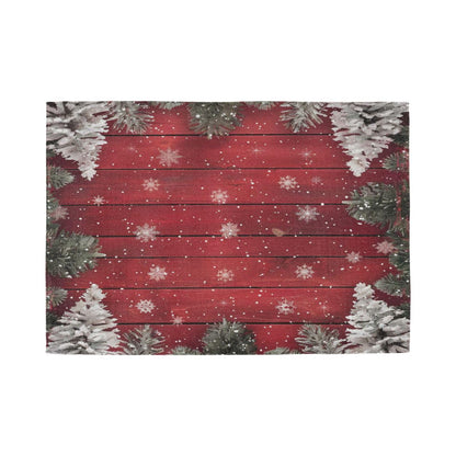 Christmas Placemats Set of 6 Happy Red Wooden Christmas Trees Placemat Table Place Mats for Dining Kitchen Table Easy to Clean Washable