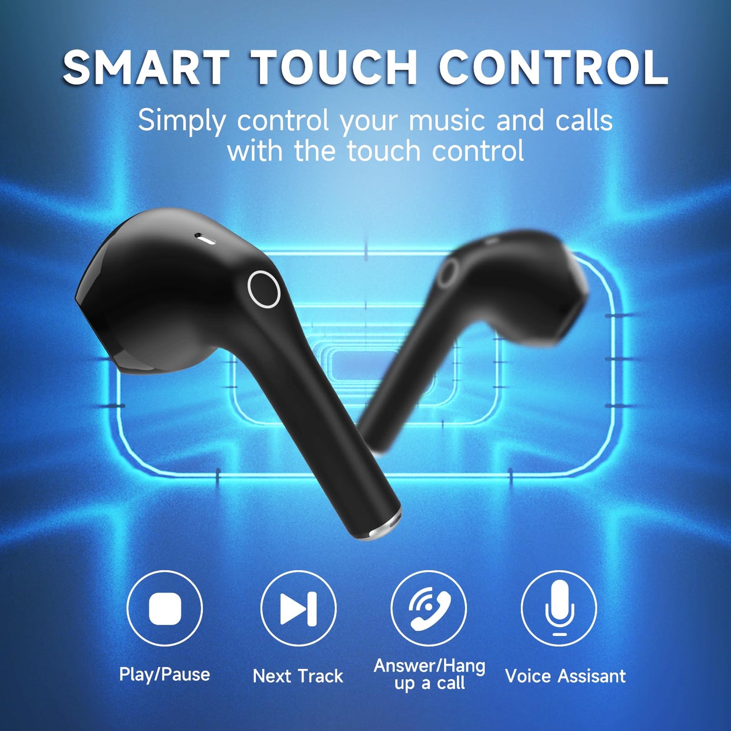 1 Hora 6 Packs Wireless Earbuds Bluetooth 5.3, Sports Headphones Deep Bass in-Ear Earphones, Premium Sound with Charging Case, Compatible with iPhone, Android Smartphone, Tablet, Laptop