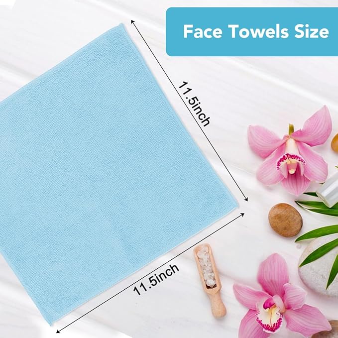 Orighty Washcloths, 20 Pack Microfiber Face Towels, Highly Absorbent and Soft