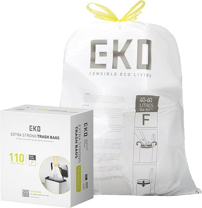 EKO 13 Gallon / 40-60 Liter, Extra-Strong Unscented Garbage Bags, Easy-Dispense