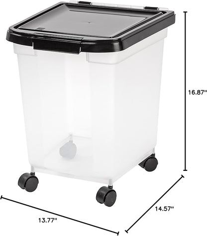 IRIS USA Airtight Dog Food Storage Container, WeatherPro, Removable Wheels