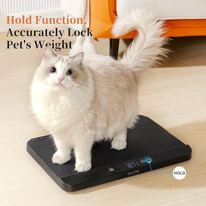 YauYik Digital Pet Scale for Accurate Weighing - Baby Scales,Ideal for Small Pets, Puppies, Kittens and Cats with Non-Slip Mat - LED Display with Hold Function, Measures Up to 40kg（Batteries Included）