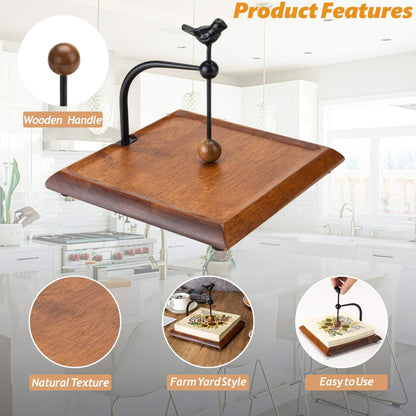 Wooden Napkin Holder for Table, Napkin Holders for Paper Napkins, Wooden Flat Napkin Holder with Bird-shaped Handle, Rustic Kitchen Decor for Counter, Ideal Napkin Dispenser for Dining Countertops