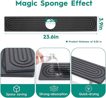 24 Inch Stone Faucet Mat for Kitchen Sink, Kitchen Sink Splash Guard-Water