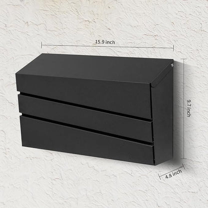Wall-Mount Mailbox for Outside, Rust Resistant Mail Box Wall Mounted Outdoor, Galvanized Steel Morden Mailboxes (No Keys Locking)
