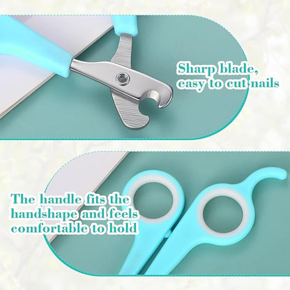 Lasnten 2 Pcs Bird Nail Grinder with Clipper Bird Nail Trimmer File Pet Grooming Tool for Parrot Budgerigars Parakeets Myna Conure Finches Lovebirds (Cyan Blue)
