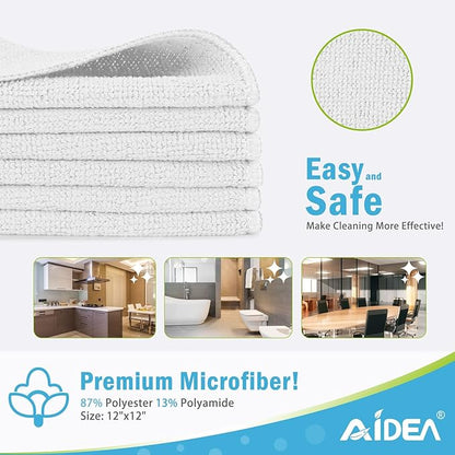 AIDEA Microfiber Cleaning Cloth-12PK, Soft Microfiber Towels