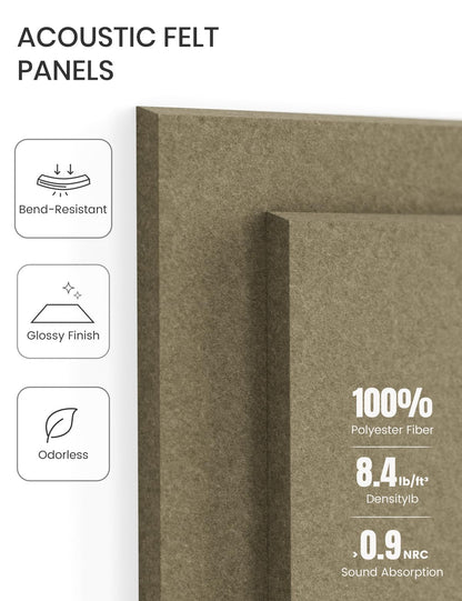 Felt Bulletin Board Tiles -28"x18" Cork Board Alternative for Office Decor, Push Pin Board Wall Organizer 6-Pack -Earth Brown