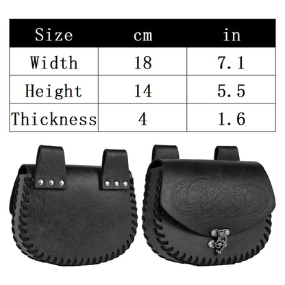 HiiFeuer Viking Craft Kits Belt Bag, Vintage DIY Kits Medieval Faux Leather Side Pack, Portable Belt Pouch for Ren Faire (Black A)