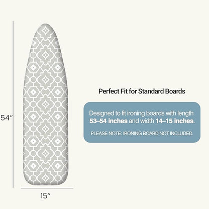 Ironing Board Cover and Pad 15"x54" Extra Thick Natural Cotton, Scorch and