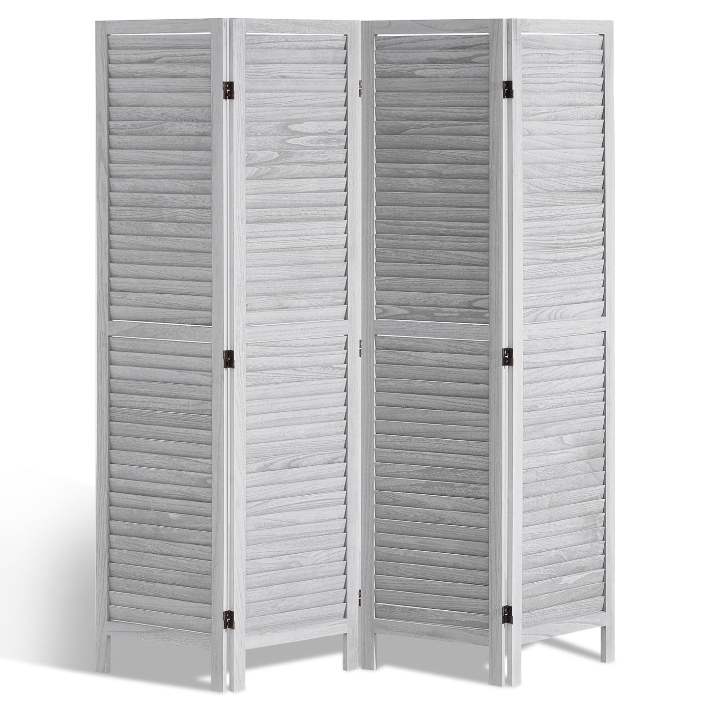 VEVOR Wood Room Divider, 4 Panel Folding Privacy Screen, 66.9 Inches Tall Indoor Wooden Partition, Portable Decoration Screen, for Room Separation, Home, Office, Restaurant & Bedroom (Light Grey)