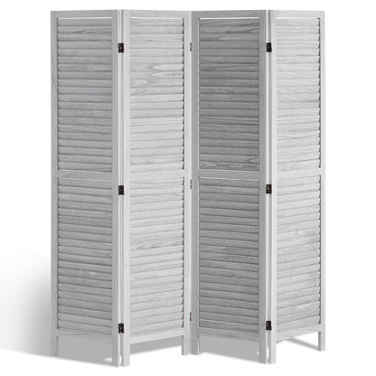 VEVOR Wood Room Divider, 4 Panel Folding Privacy Screen, 66.9 Inches Tall Indoor Wooden Partition, Portable Decoration Screen, for Room Separation, Home, Office, Restaurant & Bedroom (Light Grey)