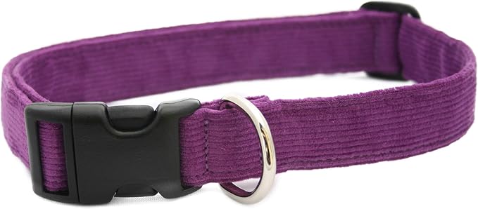 Hemp Corduroy Dog Collar - No Pattern (1/2" Small, Plum)