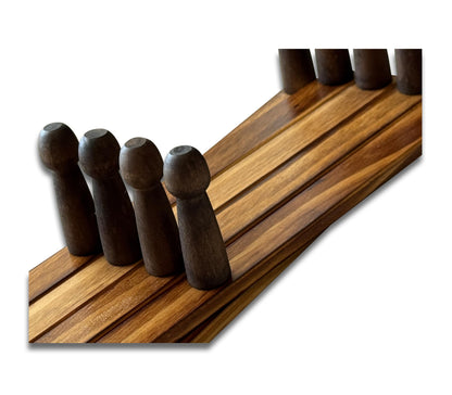 Expandable Wooden Coat Rack Hanger - Large Accordion Hanger with Expanding Pegs | Hand Made Rustic Wooden Hat Rack for Wall | Hang Coat, Jacket, Hat | Wall Rack – 14 Hook, Torched Wood