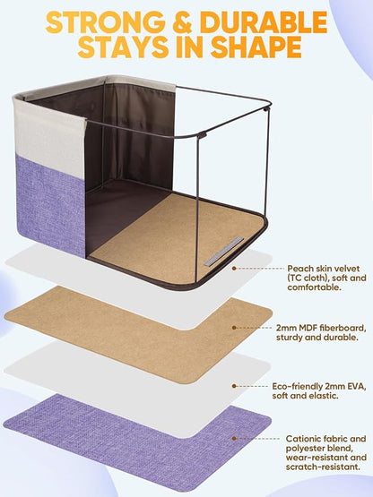 BALEINE 2 Pack Fabric Closet Storage Bins for Shelves, Linen Closet Organizers and Storage, Decorative Baskets for Organizing, Shelf, Clothes, Home, Office (Lavender, 15''x11''x9.5'')