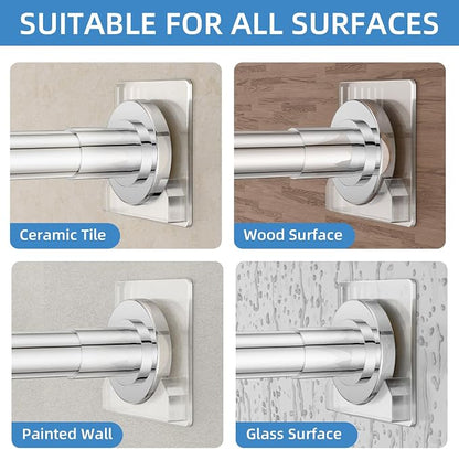 CorkLatta Chrome Shower Curtain Rod,1 Inch Diameter Stainless Steel Adjustable Spring Tension Rods 32 to 68",with Holders,Anti-Slip,Curtain Rods No Drilling(1 Pack)