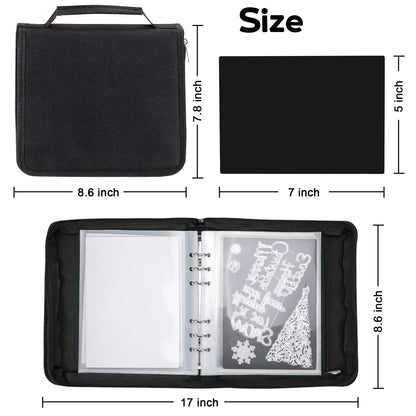 UNIMEIX Magnetic Sheets for Die Storage with Mold Bag, 12 Pcs Stamp and Die Storage Sheets and 12 Pcs Pockets for Card Making Supplies(0.8 mm Thickness, Black)