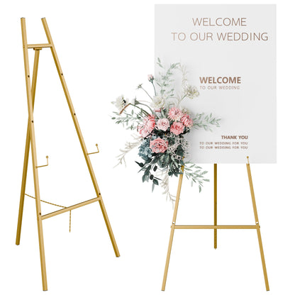 Gold Easel Stand for Sign, Heavy Duty Easel, 4-Tier AdjustableArt Easel for Painting, Wedding Sign 1pc