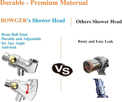 Shower Head with Handheld High Pressure-Full Body Coverage Powerful Rain Showerhead Extra 60" Long Hose and Adjustable Brass Joint Holder- The Perfect Detachable Heads for Bathroom Upgrade