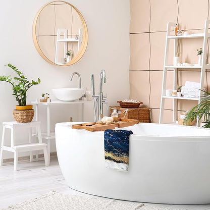HAISUKA Blue & Gold Marble Lightweight Bath & Kitchen Towels