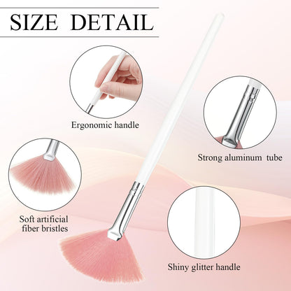 9 Pieces Facial Fan Mask Brushes, Soft Facial Applicator Brushes Tools for Peel Glycolic Makeup for Mud Cream(Champagne)