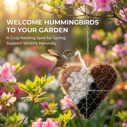 Handmade Fiber Bird Nesting Heart, Refillable Birds Haven Heart Shape Hummingbird Nesting and Nest Materials, for Wild Bird, Hummingbird Houses Nest Boxes Gifts