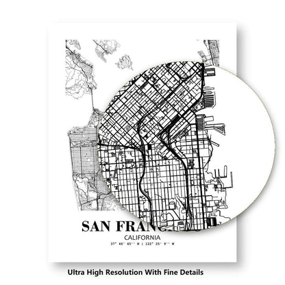 Eleville 8X10 Unframed San Francisco California City View Abstract Road Modern Map Art Print Poster Wall Office Home Decor Minimalist Line Art Hometown Housewarming wgn474