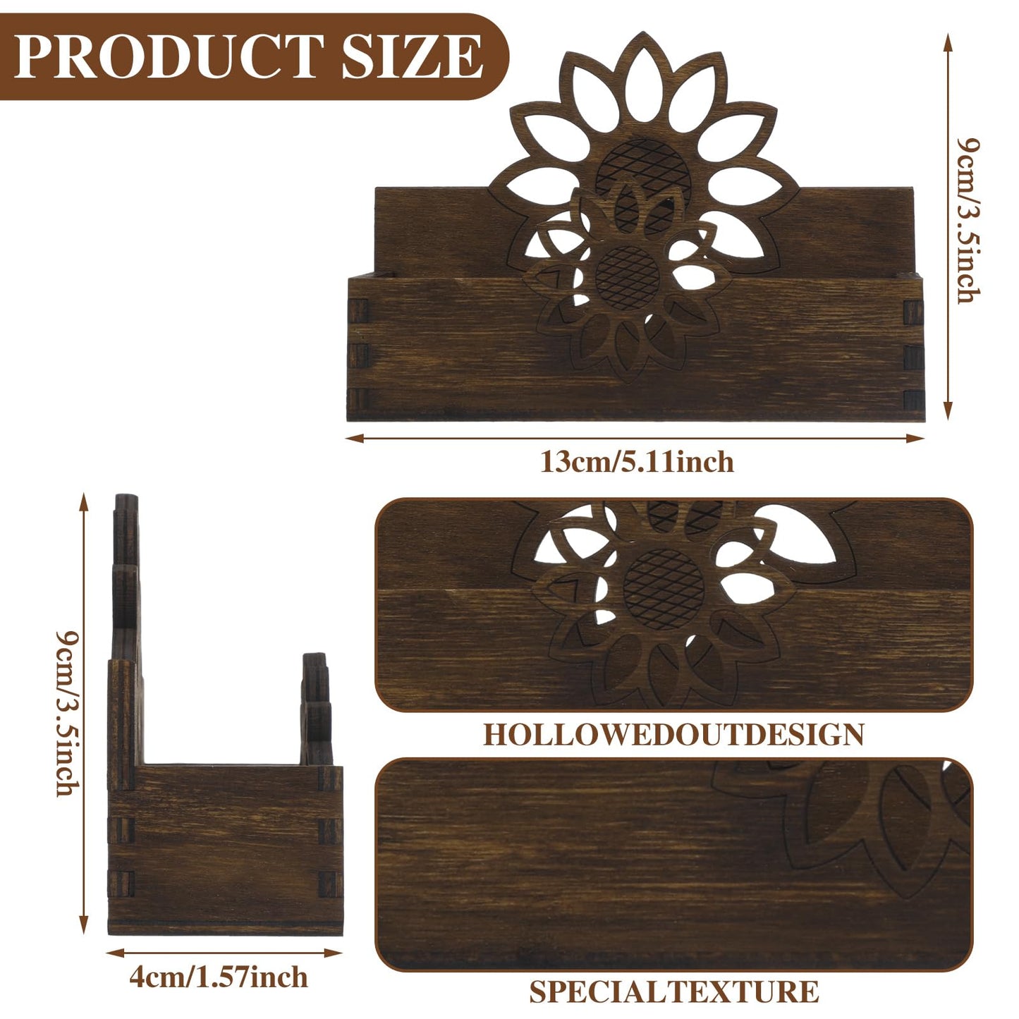 Tatuo 2 Pcs Dog Business Card Holder for Desk Wooden Business Card Stand Farmhouse Wooden Open Postcard Organizer Wood Display Stand for Office Home Desktop Tabletop Organizer(Sunflower)