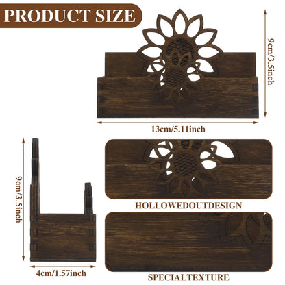 Tatuo 2 Pcs Dog Business Card Holder for Desk Wooden Business Card Stand Farmhouse Wooden Open Postcard Organizer Wood Display Stand for Office Home Desktop Tabletop Organizer(Sunflower)