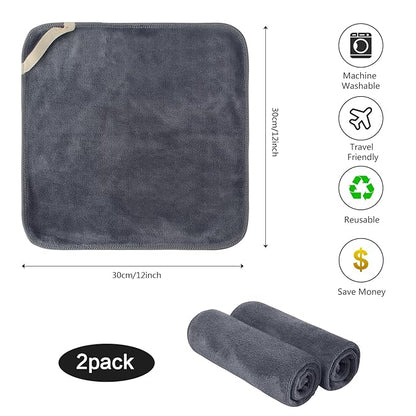 SINLAND Microfiber Facial Cloths Fast Drying Washcloth 12inch x 12inch Grey 2