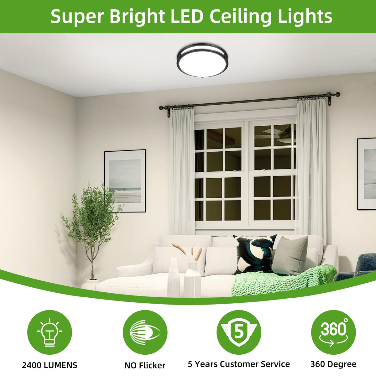 Hlite 10inch LED Flush Mount Ceiling Light Fixture, 1600LM, Oil Rubbed Bronze, Model HBCE-10C-OHW5K