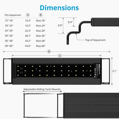NICREW C10 Plants LED Aquarium Light, 48-60 in, 32 Watts, Full Spectrum Fish Tank Light with Timer, Day and Night Cycle, Brightness Adjustable