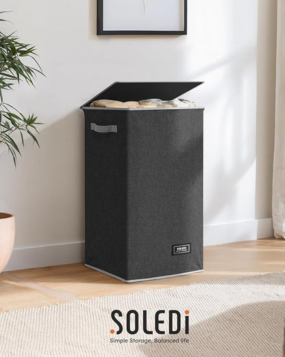SOLEDI Laundry Hamper with Lid 90L Large & Tall Collapsible Laundry Basket