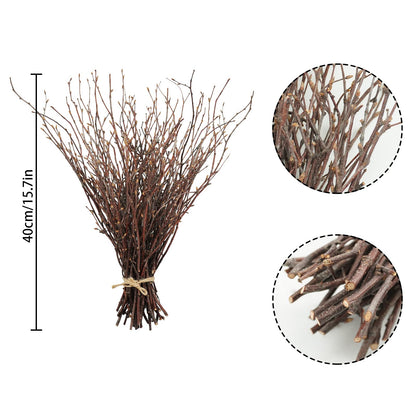 Uieke 100PCS Natural Dried Birch Twigs - 17 Inch Dried Plants Decorative Branches for DIY Crafts, Sticks for Vases Wedding Arrangements Home Wreath Decor