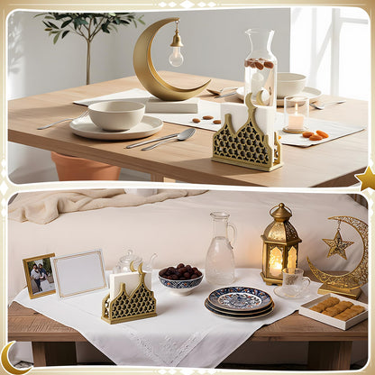 Namalu Eid Gold Napkin Holder for Tables Classical for Islamic Ramadan Holiday Napkin Holder Wooden Ramadan Kareem Tissue Dispenser Mubarak Wood Tissue Dispenser for Storage