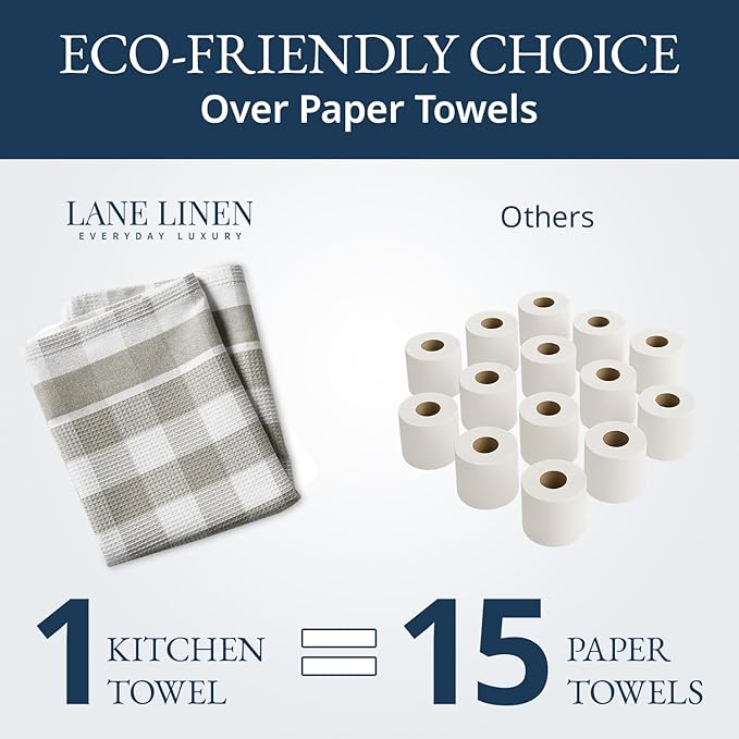 LANE LINEN Cotton Kitchen Towels Set, Quick-Drying Dish Towels, Tea Towels