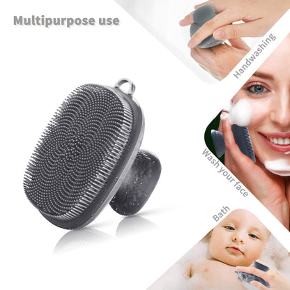 VWMYQ Face Scrubber, Silicone Face Scrubber for Men Facial Cleansing Brush Silicone Face Wash Brush Manual Waterproof Cleansing Skin Care Face Brushes for Exfoliating- Black