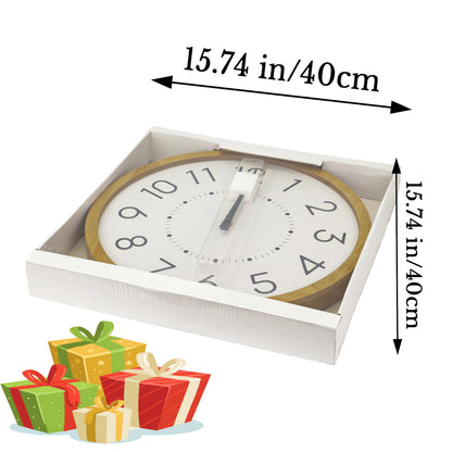 INTERHOMART Farmhouse Silent 16" Wall Clock Battery Operate,Wooden Non Ticking Sweep Movement, Large Farmhouse Wall Clock for Kitchen, Bedroom, Home Office, Living Room Decor, Arabic Numerals