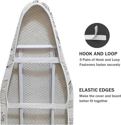 Ironing Board Cover and Pad Standard Size 15" x 54", 3 Pairs of Hook and Loop
