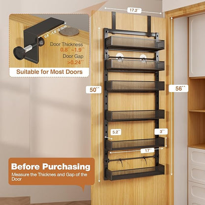 Pantry Door Organizers and Storage, 6-Tier Large Metal Heavy-Duty Frame Over