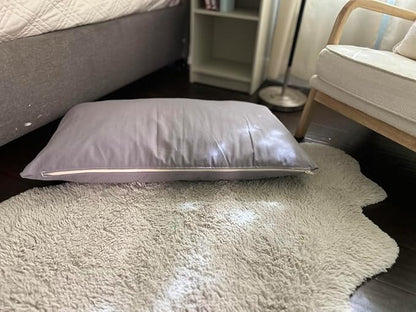 Natural Cotton Canvas Dog Bed – Raw Cotton Filled Pet Cushion Insert, Breathable Eco-Friendly Dog Mattress, Durable Washable Cover with Zipper (Blue Gray, X Large 53"x36"x5")